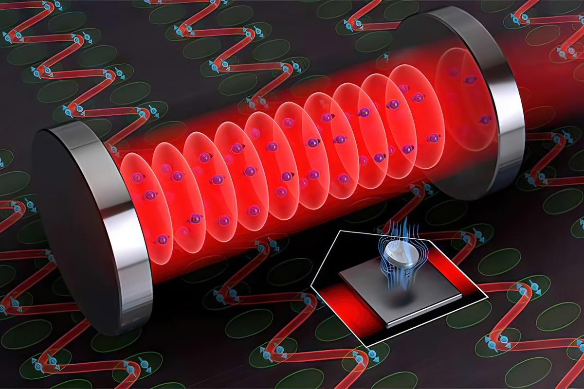 A depiction of the cavity used to simulate the Cooper pairs within a BCS superconductor. Credit: Steven Burrows/Rey and Thompson groups