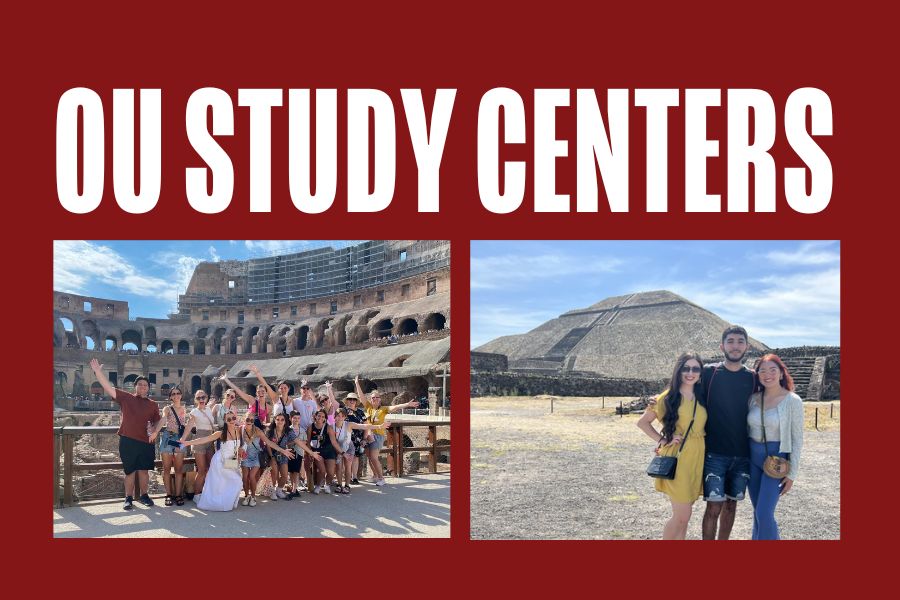 OU Study Centers: Students in front of monuments in Mexico and Italy