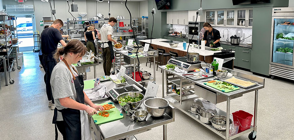 Students attending a community cooking class.