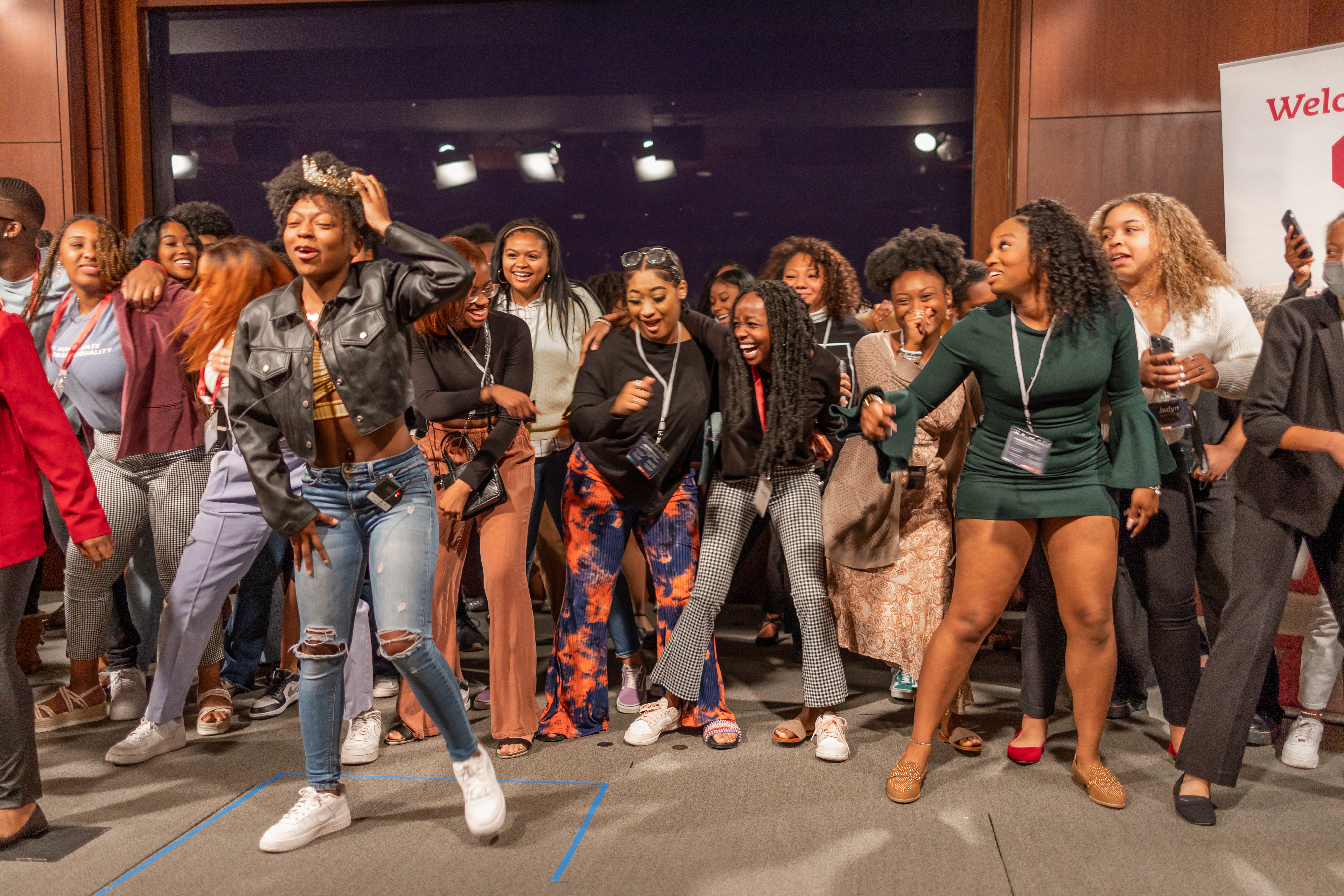 Prospective and current OU students dance at the McLaurin & Lewis Leadership Conference, a college preview program for African American students, hosted by Diversity Enrichment Programs.