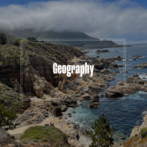 The word "Geography" in white, overlaying a coastal scene.
