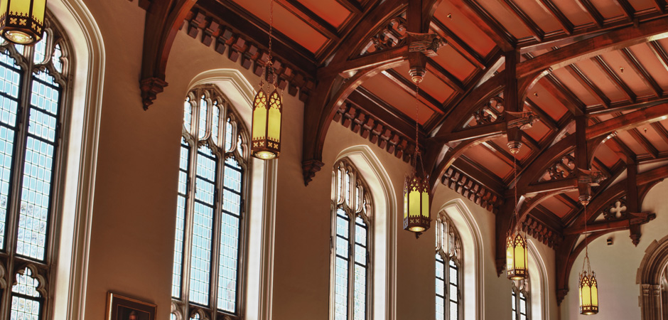 The ceiling of the Great Reading Room in Bizzell Memorial Library.