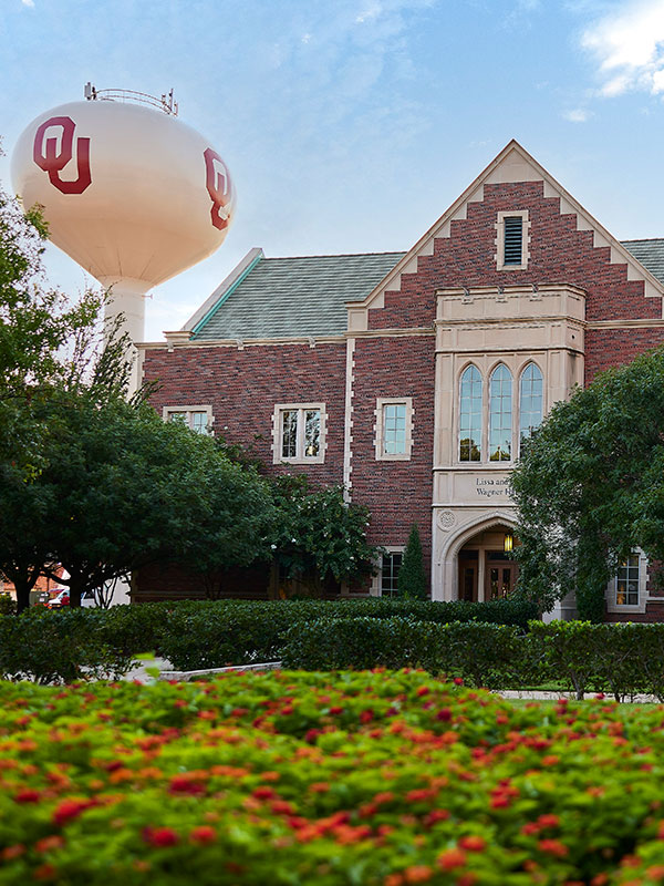 Buildings and a water tower on OU's campus.