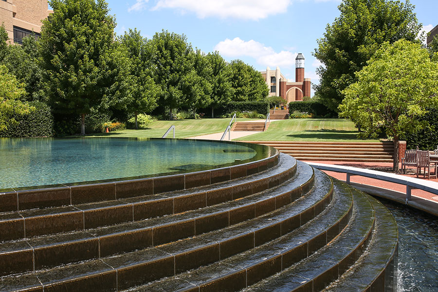 A reflection pool on the University of Oklahoma Health Sciences campus.