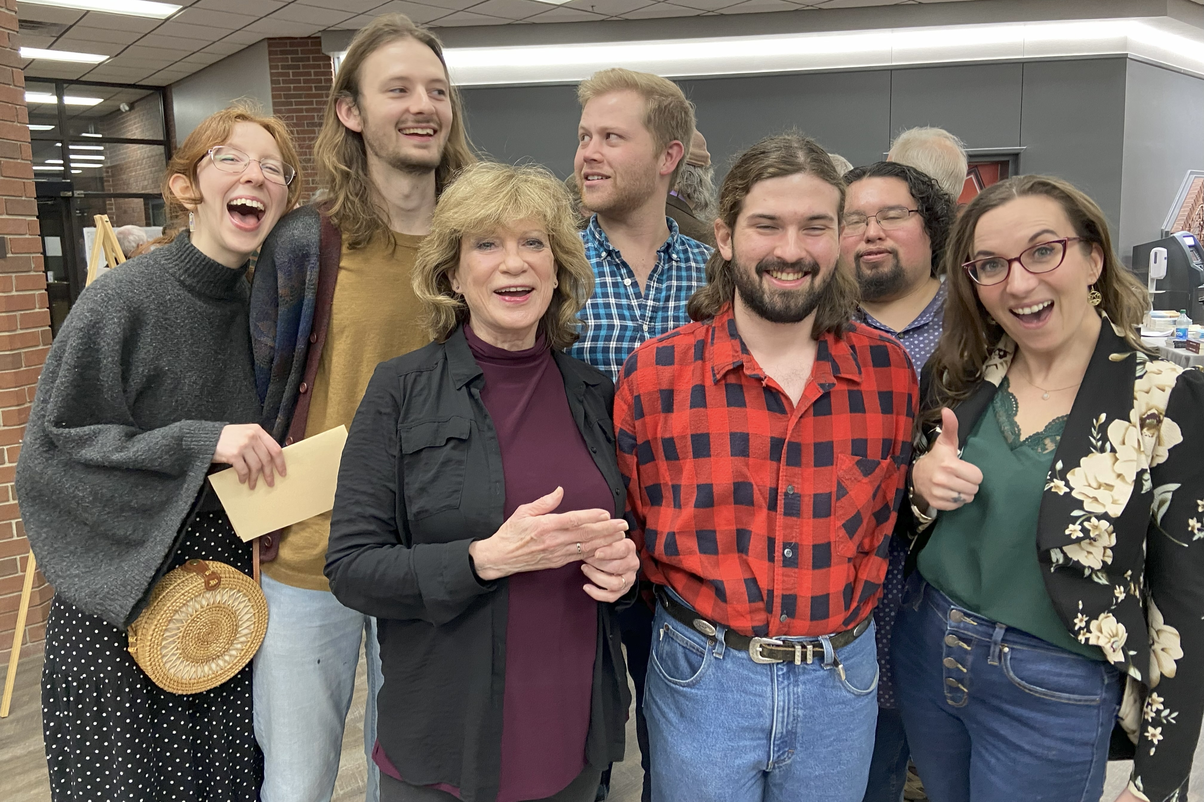 Rilla Askew and a group of creative writing students at the 2022 Scissortail event.