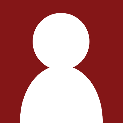 White silhouette icon on a crimson background.