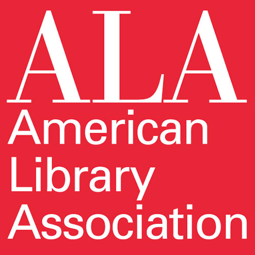 ALA American Library Association in white font on red background.