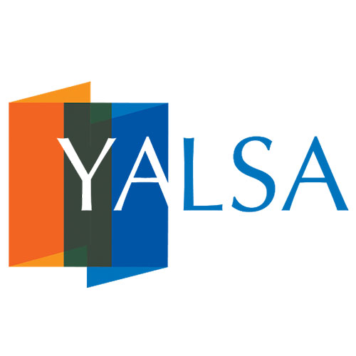 Young Adult Library Services Association logo with orange, green, and yellow book cover shapes with blue and white font.