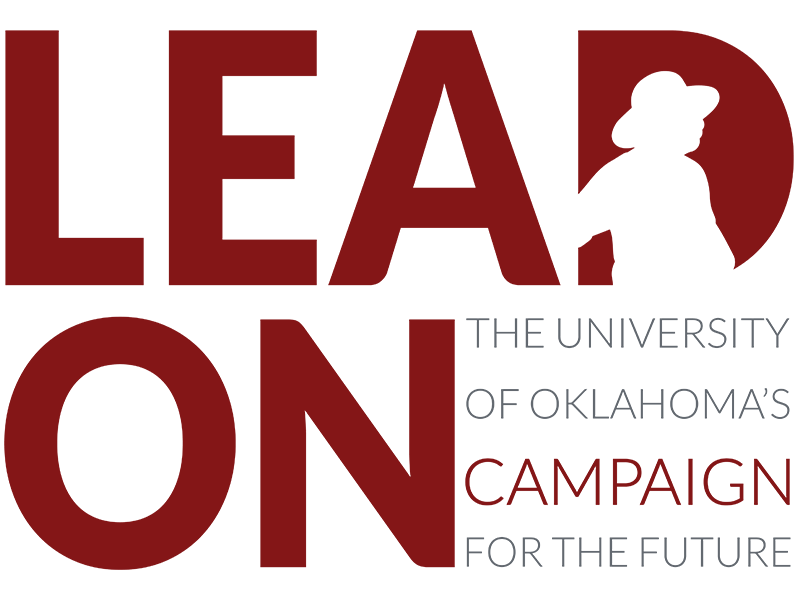 The words "lead on" in crimson