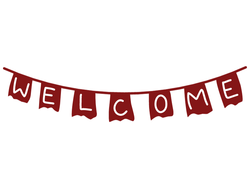 A banner with the word welcome