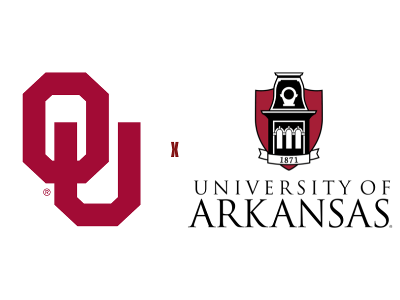 OU logo paired with University of Arkansas logo