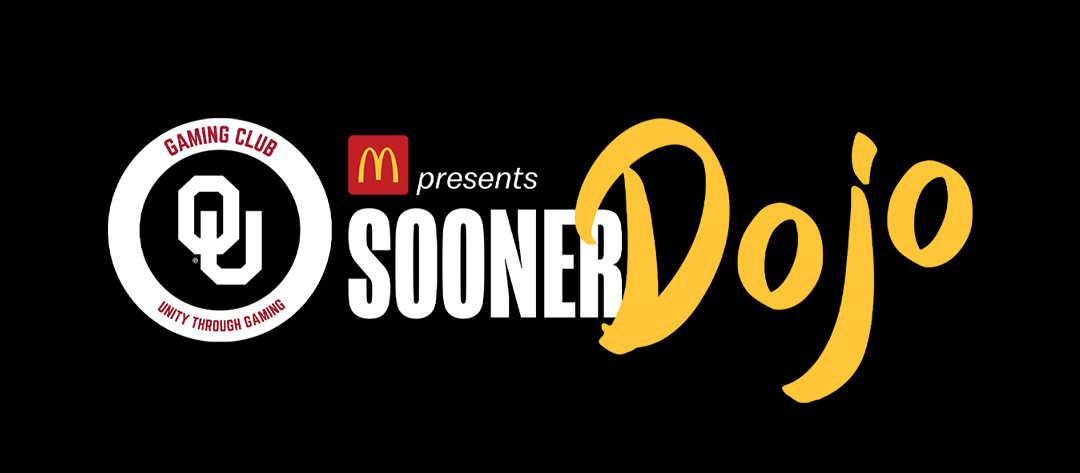 sooner dojo series events logo showing chess, super smash bros, and college football