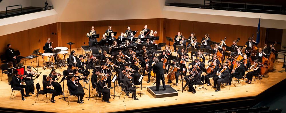 OU Symphony Orchestra performance in Sharp Hall.