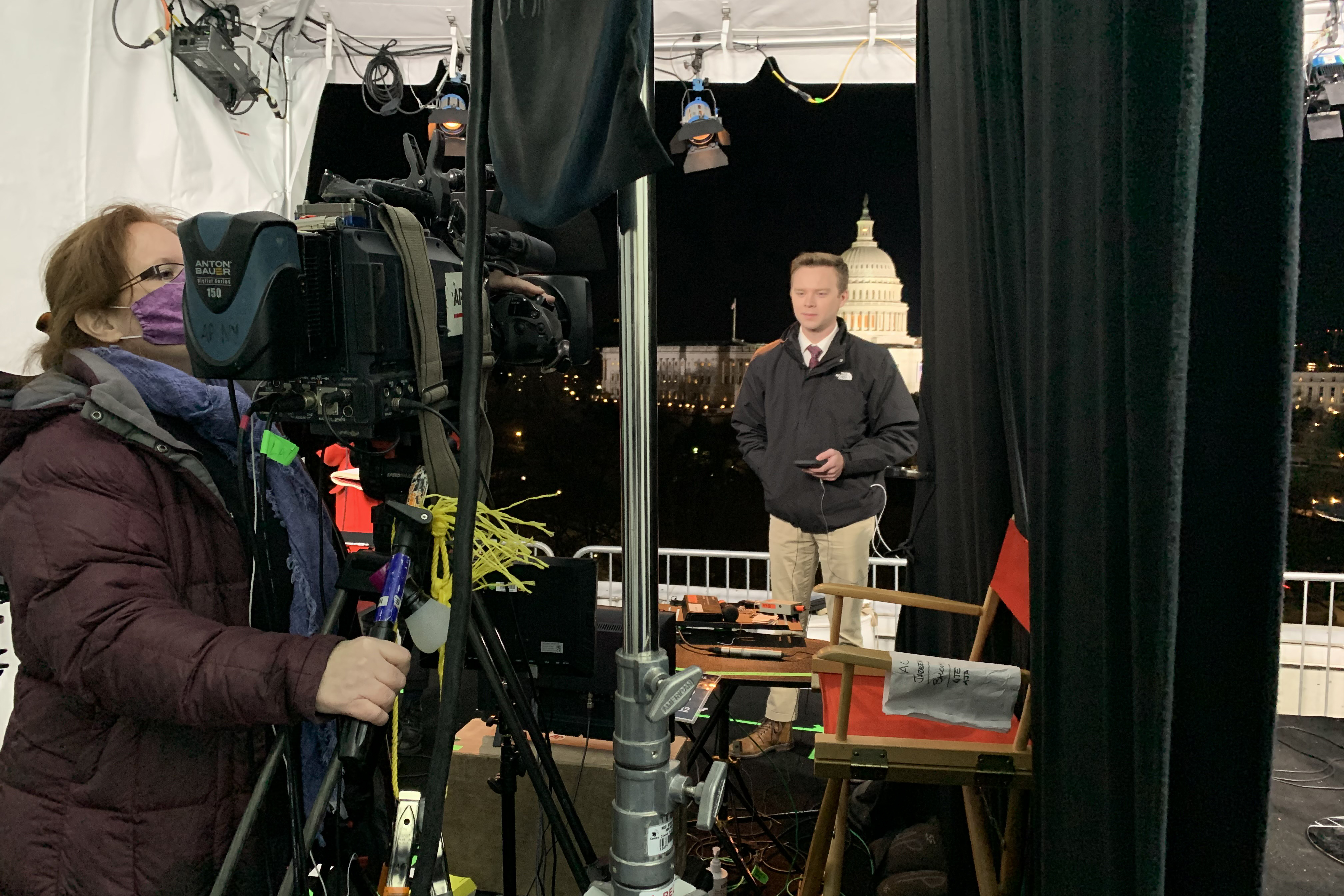 OU Student being filmed in Washington D.C.