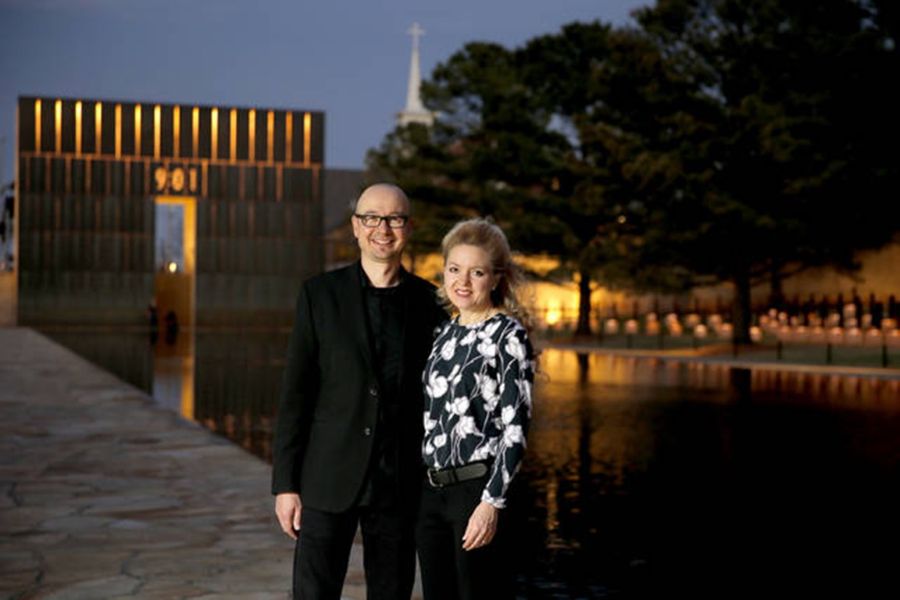 Hans and Torrey Butzer in front of the Oklahoma City National Memorial.