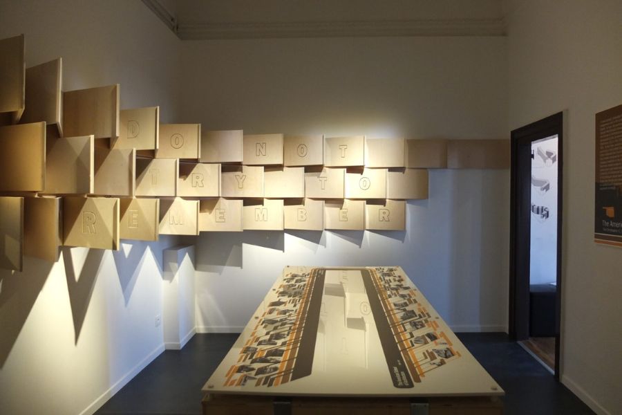 The American School exhibit on display in Venice, Italy. 