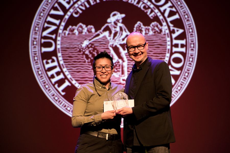 Liliana Lopez and Gibbs College of Architecture Dean Hans E. Butzer.