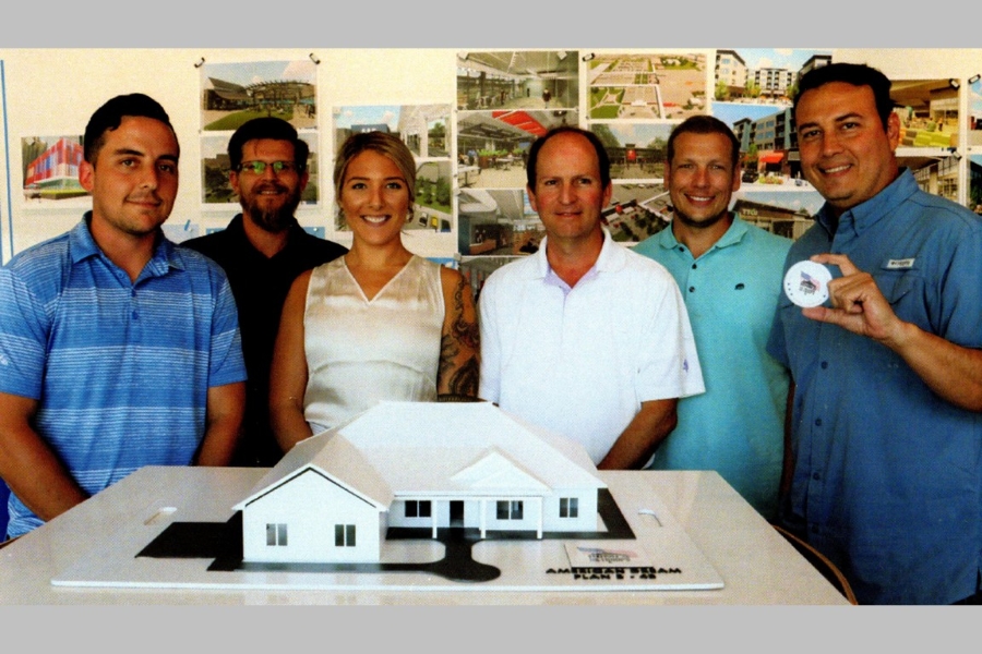 The Cyntergy Team with the model. L to R: Nick White, Marcus Smith, Chelsea Oliphant, David Phelps, Craig Longacre, and Luis Garcete.