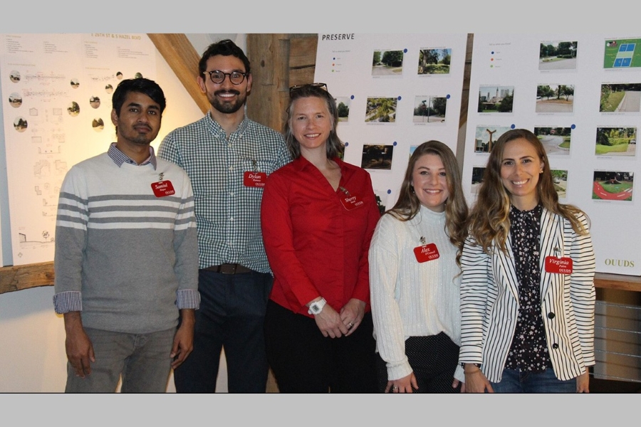 Urban Design students Samiul Haque, Dylan Rumsey, Sherry Smith, Alex O’Connell, and Virginia Paiva.