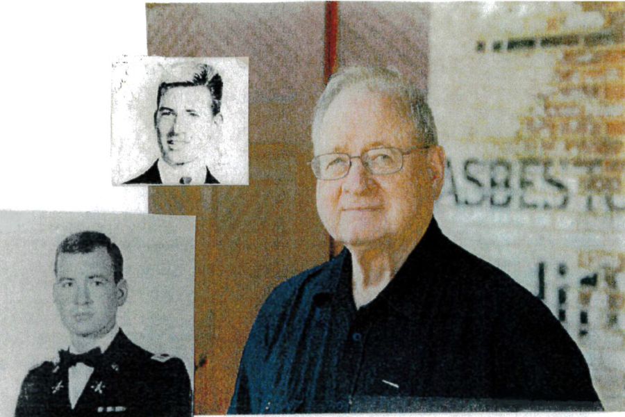 A collage of past younger pictures of Dr. John Crowley and a current one.
