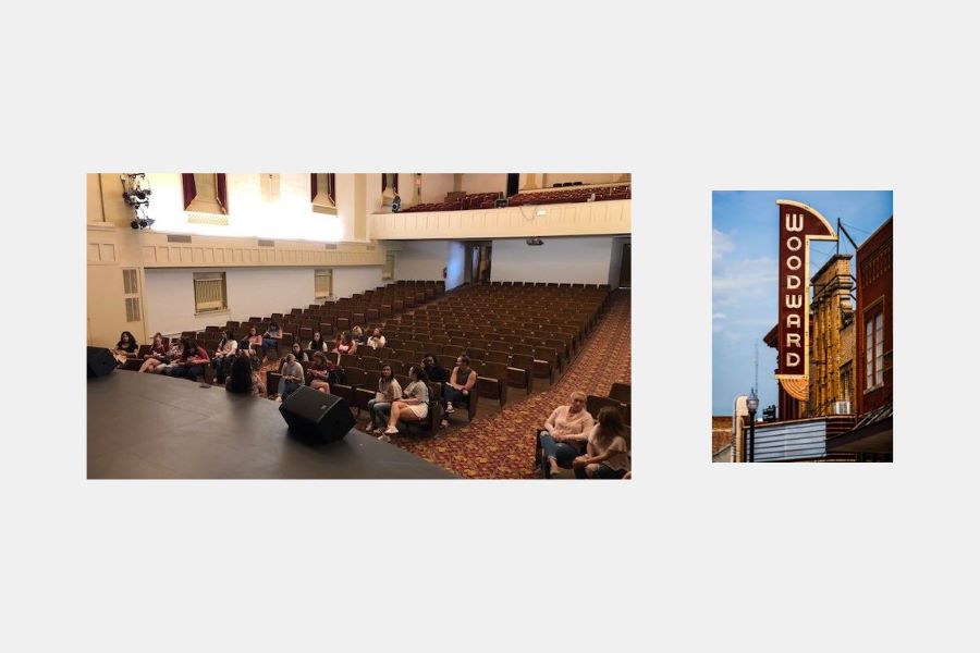 Interior Design students during the site visit to Woodward Theatre.