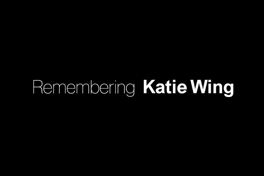 The text "Remembering Katie Wing" on a black background.