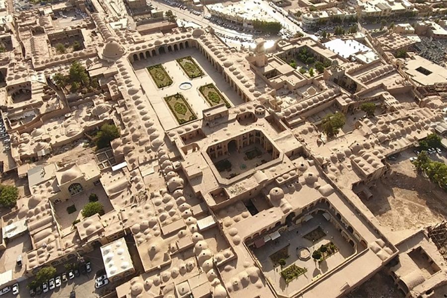 Drone view of the Ganjali Khan complex in Kerman, Iran.