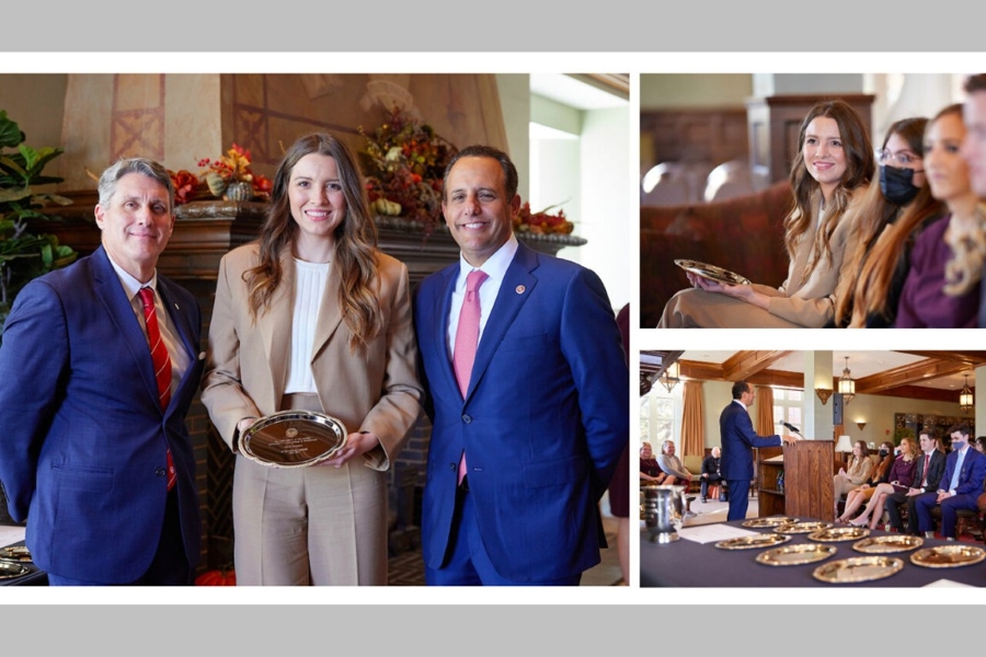 Kaitlin Salisbury accepting award.