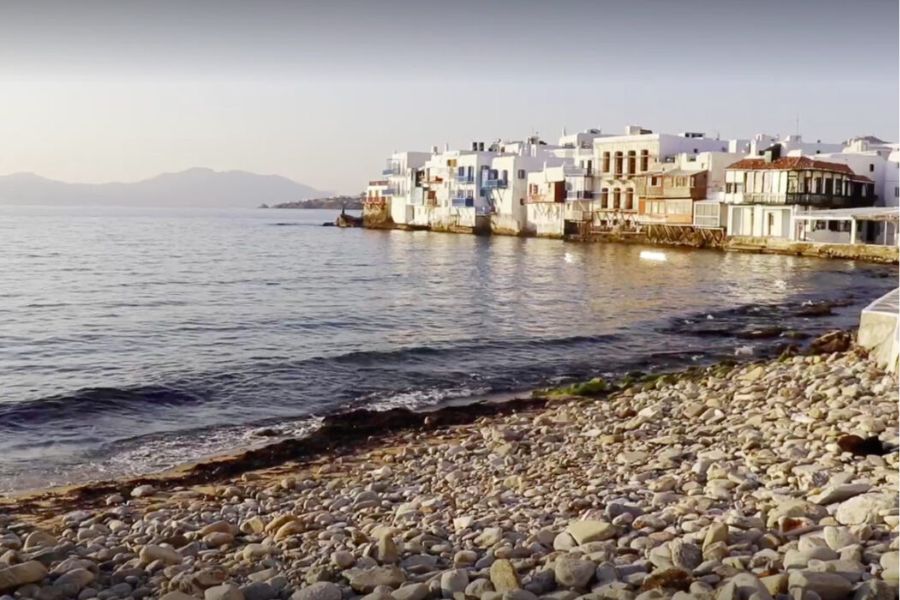 Picture of Greek coastline town on the Mediterranean Sea. 