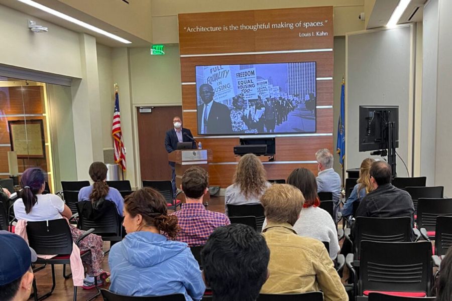 Andrew Greenlee giving a presentation.