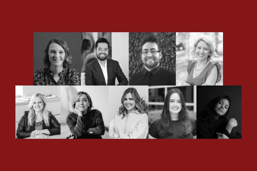 Nine headshots of professional advisory board workshop participants.