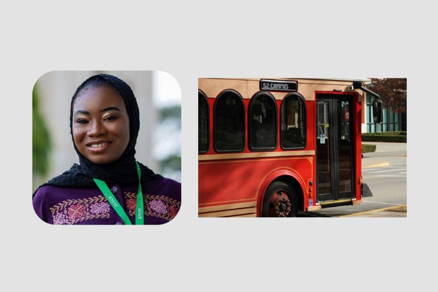 Iman Abubakar and a Norman public bus.