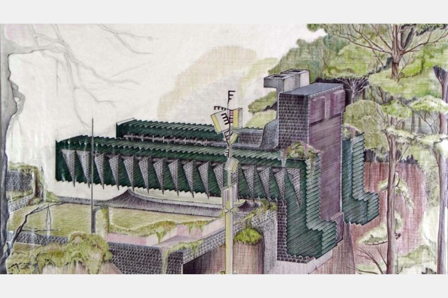 A building sketch by Robert Faust.