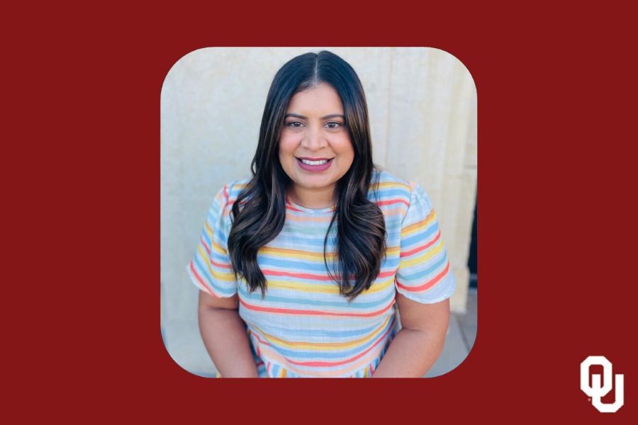 Purvi Patel with the O U logo.