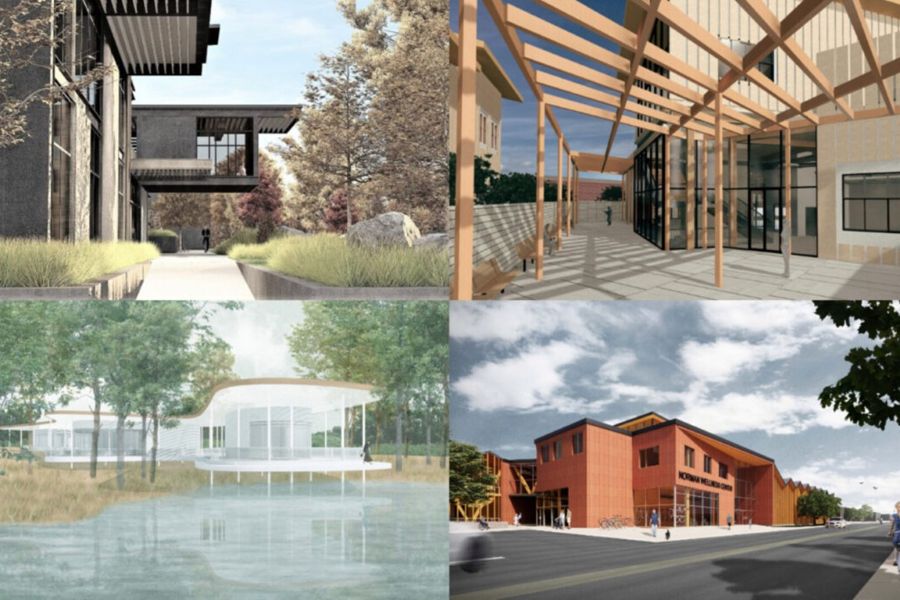 Four renderings of student projects.