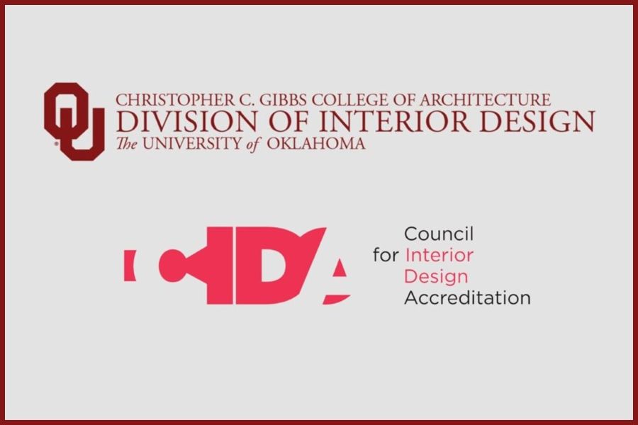 The logos for the O U Division of Interior Design and the Council for Interior Design Accreditation.