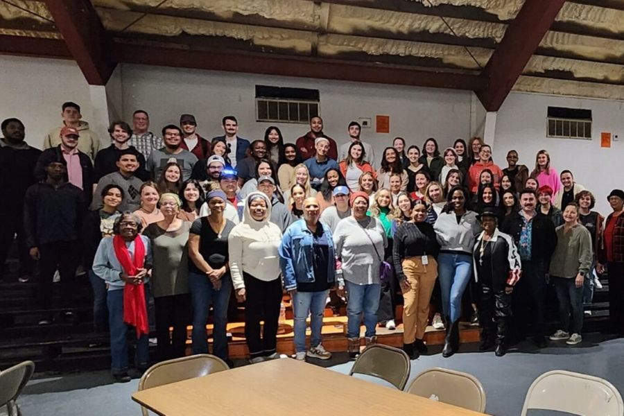 Gibbs college students with community stakeholders in Taft, Oklahoma.