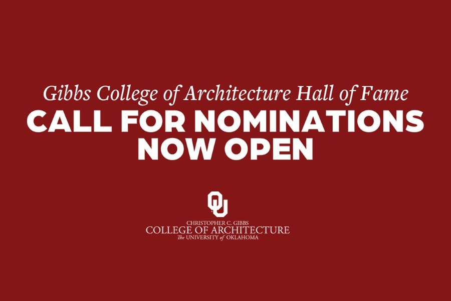 The words "Gibbs College of Architecture Hall of Fame Call for Nominations now open".