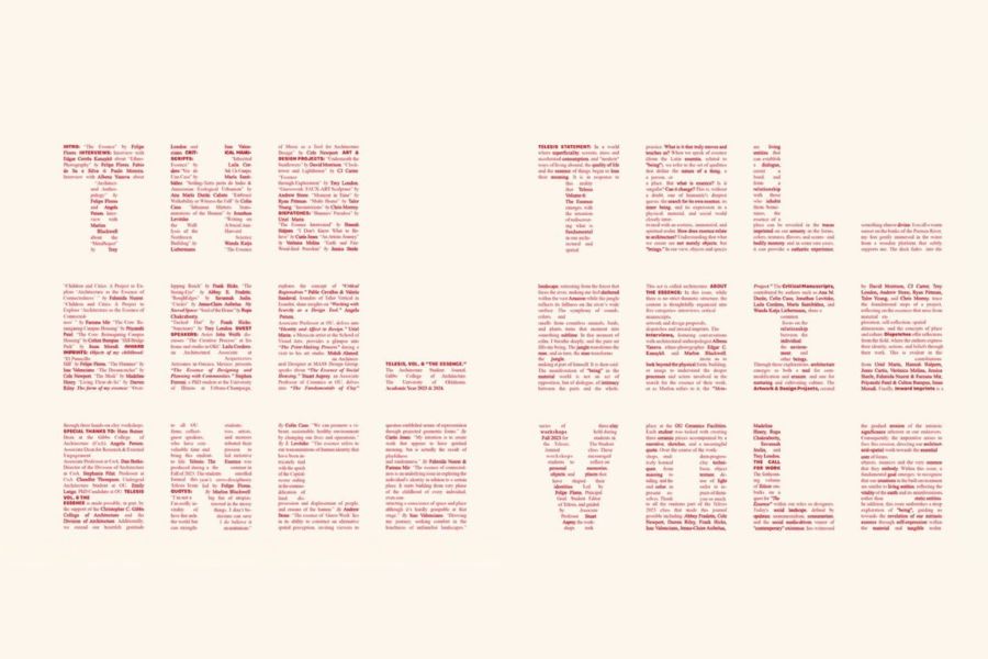 Blocks of red text forming the words "The Essence Telesis Volume 6".