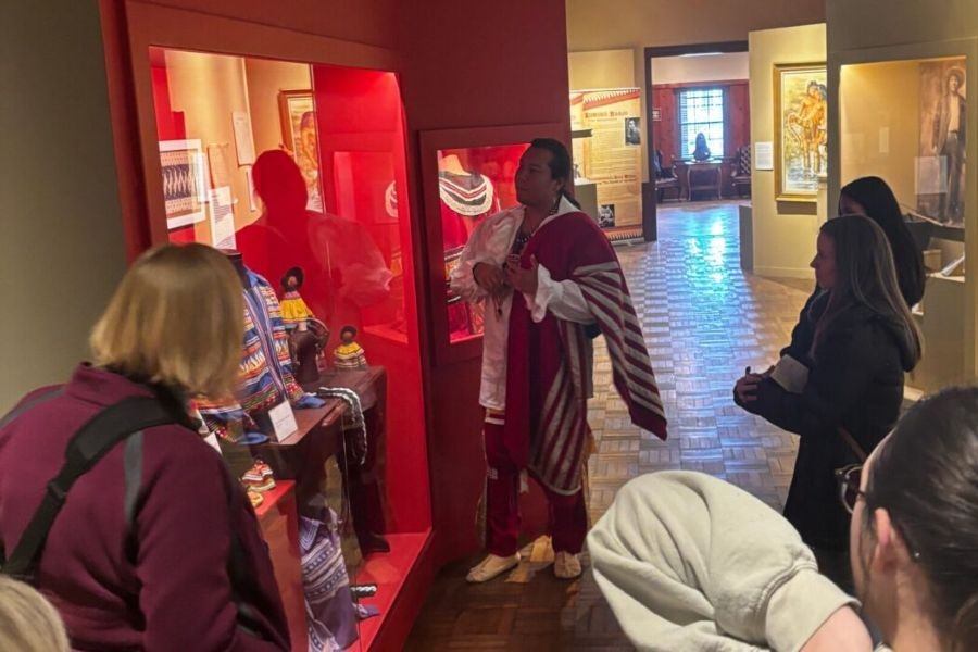 Jake Tiger, a citizen of the Seminole Nation, giving a tour to landscape architecture students.