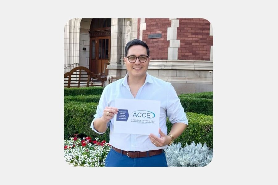 Rafael Hernández with his scholarship certificate.