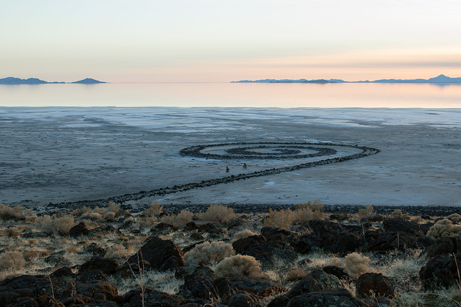 Bicyclists at Smithson’s Spiral Jetty by Todd Stewart, OU School of Visual Arts.