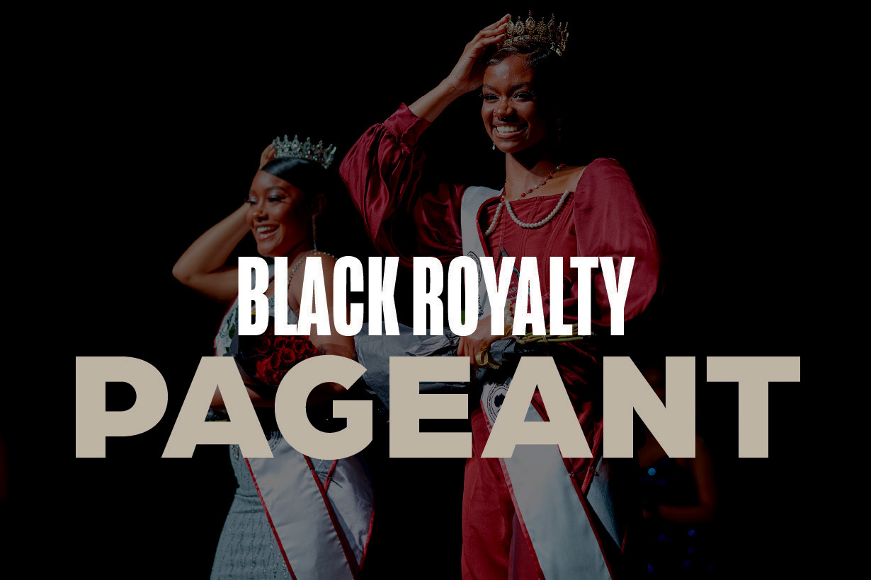 Black Royalty Pageant overlaying an image of two people being crowned.