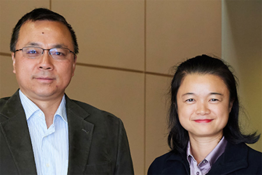 OU biomedical engineering professors, from left, Lei Ding and Han Yuan.