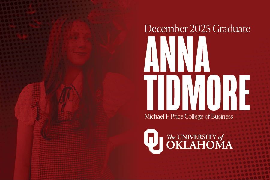 Graphic with photo of Anna Tidmore and text highlighting her December 2025 graduation
