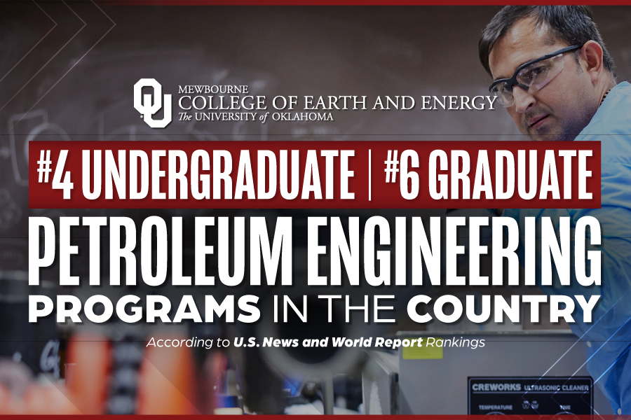 A graphic that reads "#4 Undergraduate | #6 graduate, petroleum engineering programs in the country." 