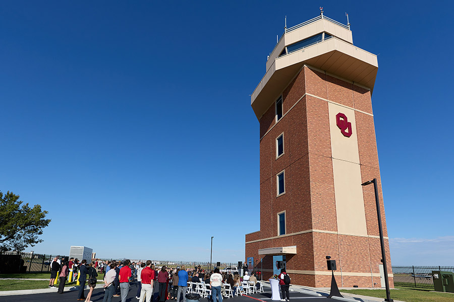 Photo of the new air traffic control tower at Max Westheimer Airport.