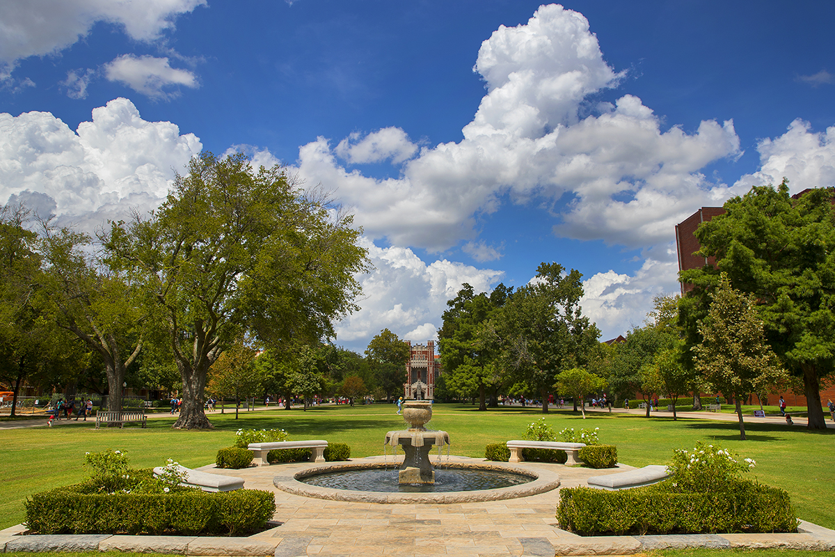University of Oklahoma campus, south oval during the summer