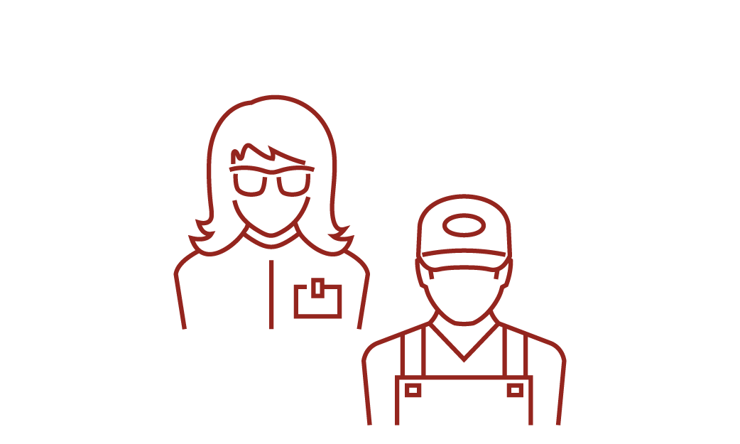line drawing of 2 people connected to real word industries