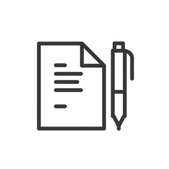 line icon of test paper and pen